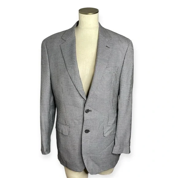 Ralph Lauren Houndstooth 2-Button Silk/Wool Blend Blazer Jacket Size 38R classic